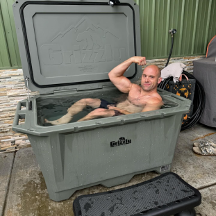 Man in a container